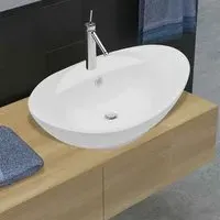 Aberdeen Oval Countertop Basin Without Waste 1TH - White, Ceramic alternate view