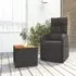 Abia 2 Piece Garden Lounge Set with Reclining - Black, Poly Rattan