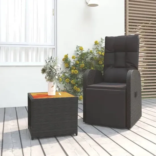 Abia 2 Piece Garden Lounge Set with Reclining - Black, Poly Rattan