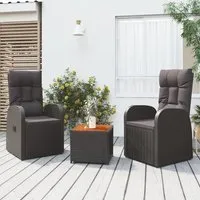 Abia 3 Piece Garden Lounge Set - Black, Poly Rattan alternate view
