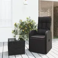 Abia Steel 2 Piece Garden Lounge Set with Reclining - Black, Poly Rattan