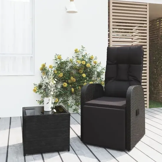 Abia Steel 2 Piece Garden Lounge Set with Reclining - Black, Poly Rattan image
