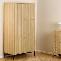 Abilene 4-Door Wardrobe - Oak, Black