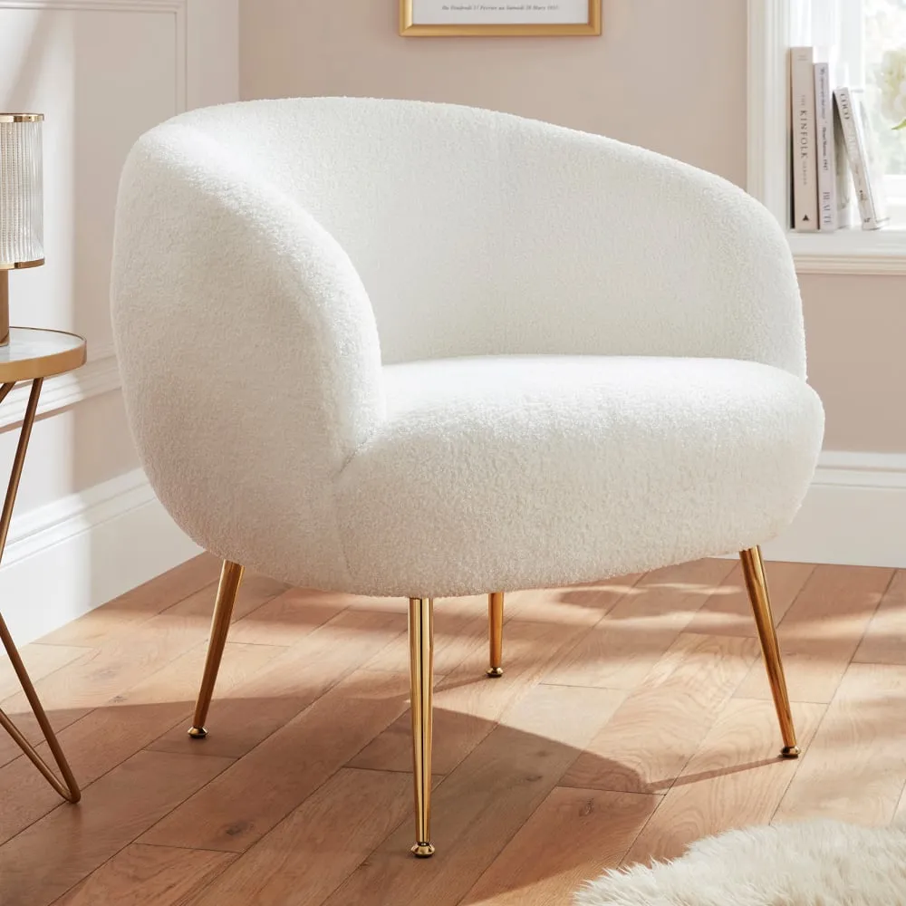 Abilene Accent Chair - Cream, Boucle Fabric product
