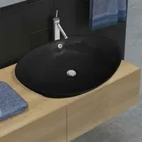 Abilene Oval Countertop Basin Without Waste 590mm - Black