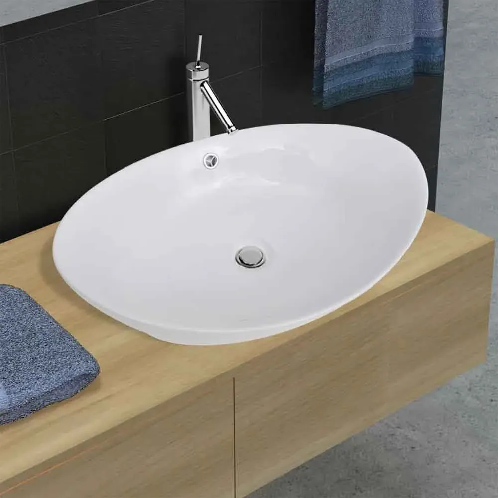 Abilene Oval Countertop Basin Without Waste 590mm - White