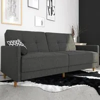 Abilene Sofa Bed with Oak Legs - Grey, Fabric
