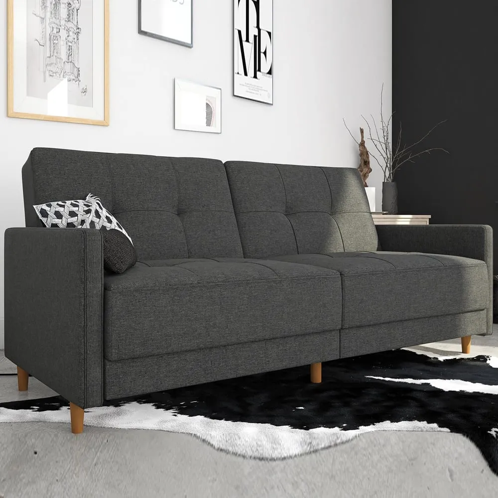 Abilene Sofa Bed with Oak Legs - Grey, Fabric image