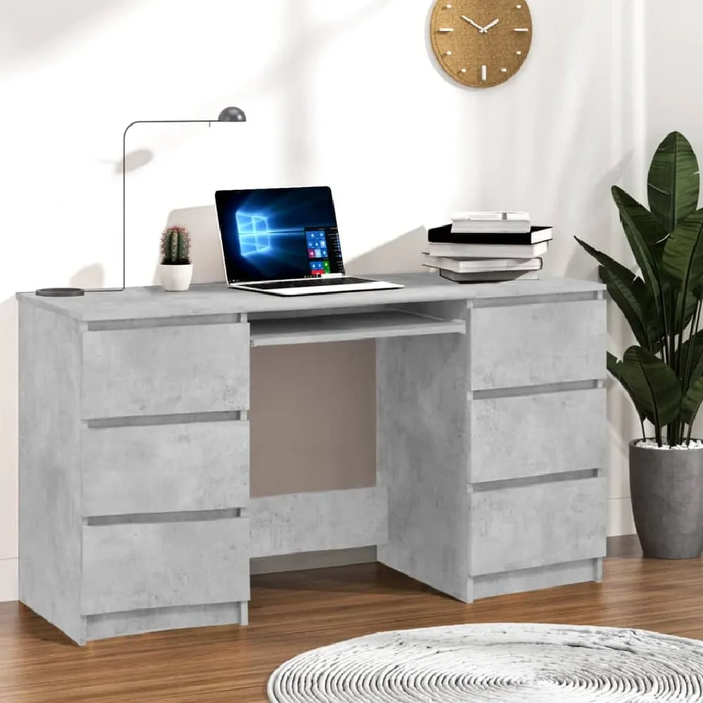 Abingdon Laptop Desk with 6 Drawers - Grey, Engineered Wood image