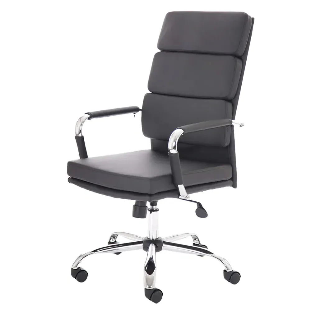 Abingdon Office Chair with Chrome Arms - Black, Leather image
