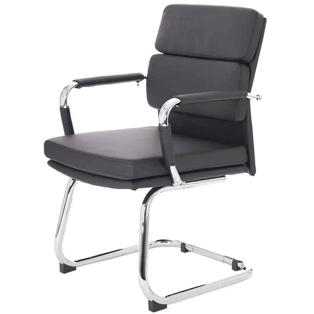Abingdon Office Chair with Chrome Legs - Black, Leather