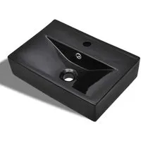 Abingdon Rectangular Countertop Basin Without Waste - Black, Ceramic alternate view