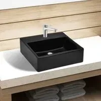 Abingdon Square Countertop Basin Without Waste 380mm - Black