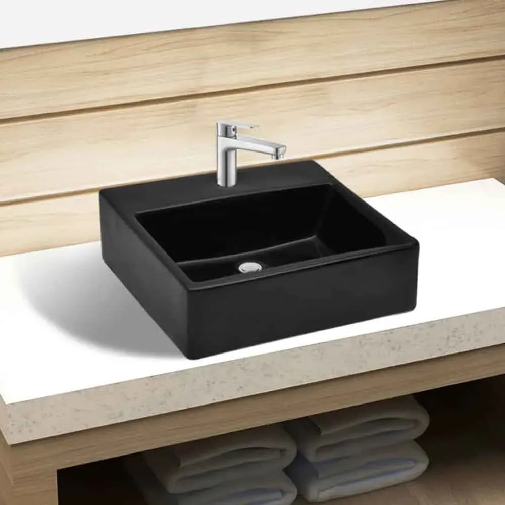 Abingdon Square Countertop Basin Without Waste 380mm - Black