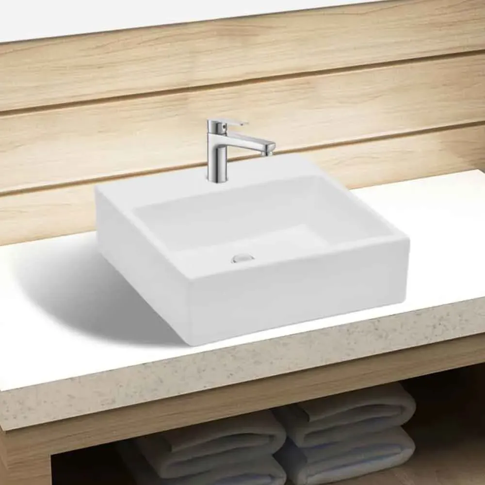 Abingdon Square Countertop Basin Without Waste 380mm - White image
