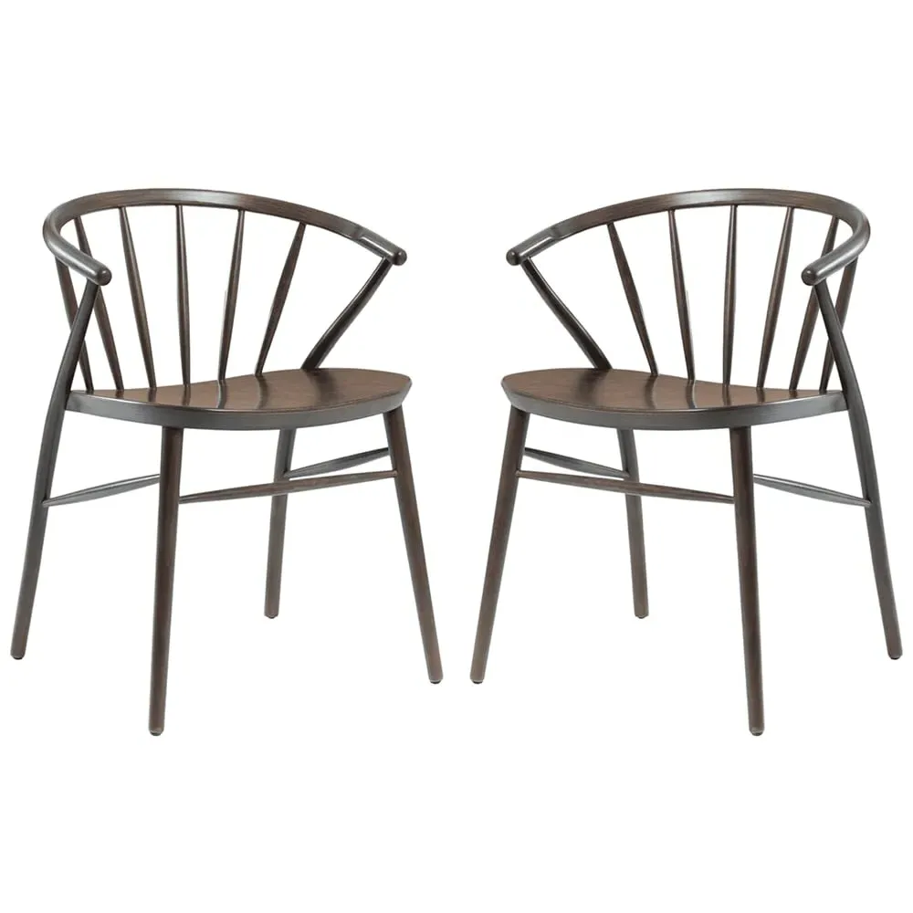 Abiquiu Dining Chairs in Pair - Antique Grey, Beech Wood