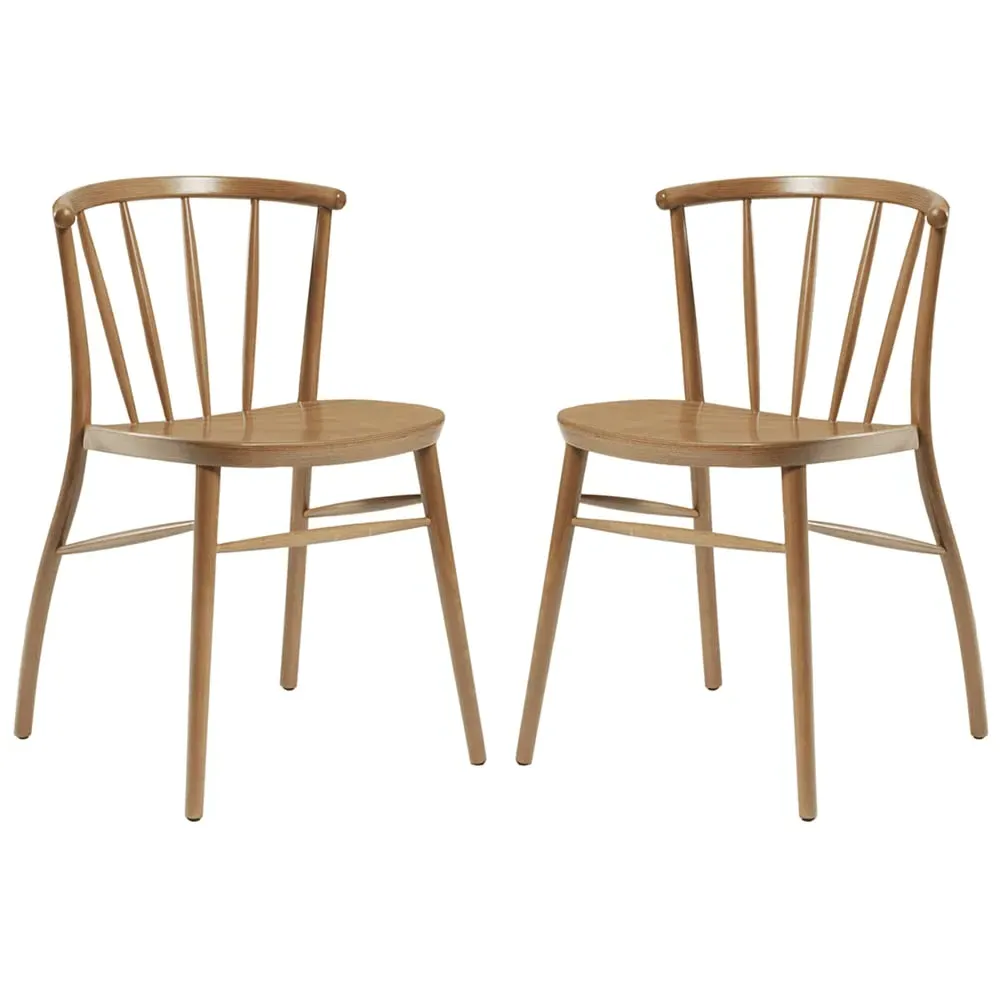 Abiquiu Side Dining Chairs in Pair - Antique Oak, Beech Wood