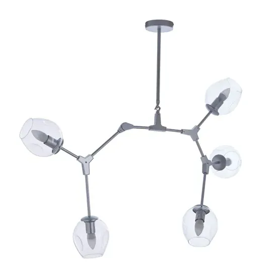 Abita 5 Bulbs Round Shade Pendant Light - Silver