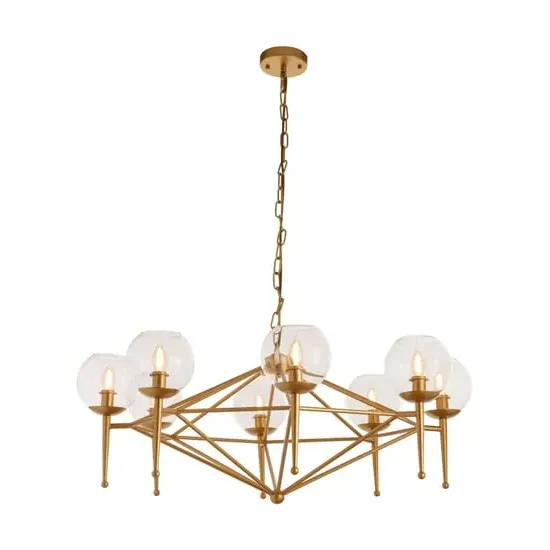Abita 8 Bulbs Geo Pendant Light - Gold