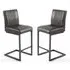 Aboba Bar Chairs with Metal Legs - Grey, Leather