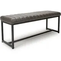 Aboba Leather Dining Bench with Metal Legs - Grey