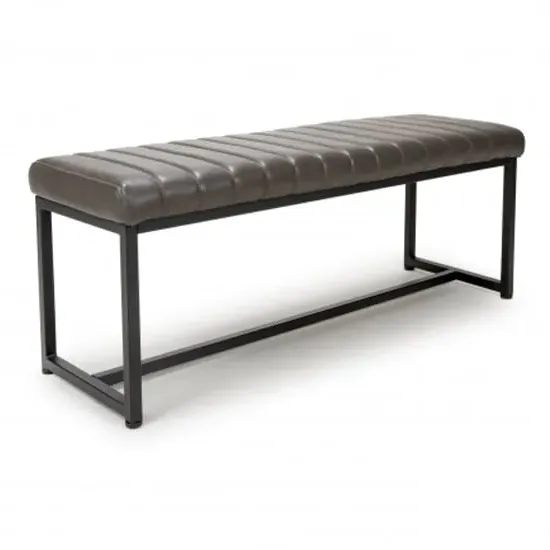 Aboba Leather Dining Bench with Metal Legs - Grey image