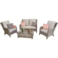 Abobo 2-Seater Garden Sofa Set with Coffee Table - Grey, Rattan