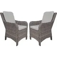 Abobo Dining Armchairs with Cushions - Grey, Rattan