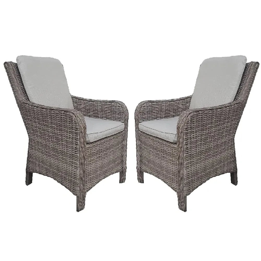 Abobo Dining Armchairs with Cushions - Grey, Rattan