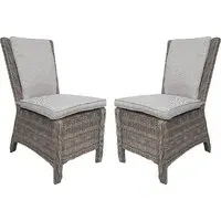 Abobo Dining Chairs with Cushions - Grey, Rattan