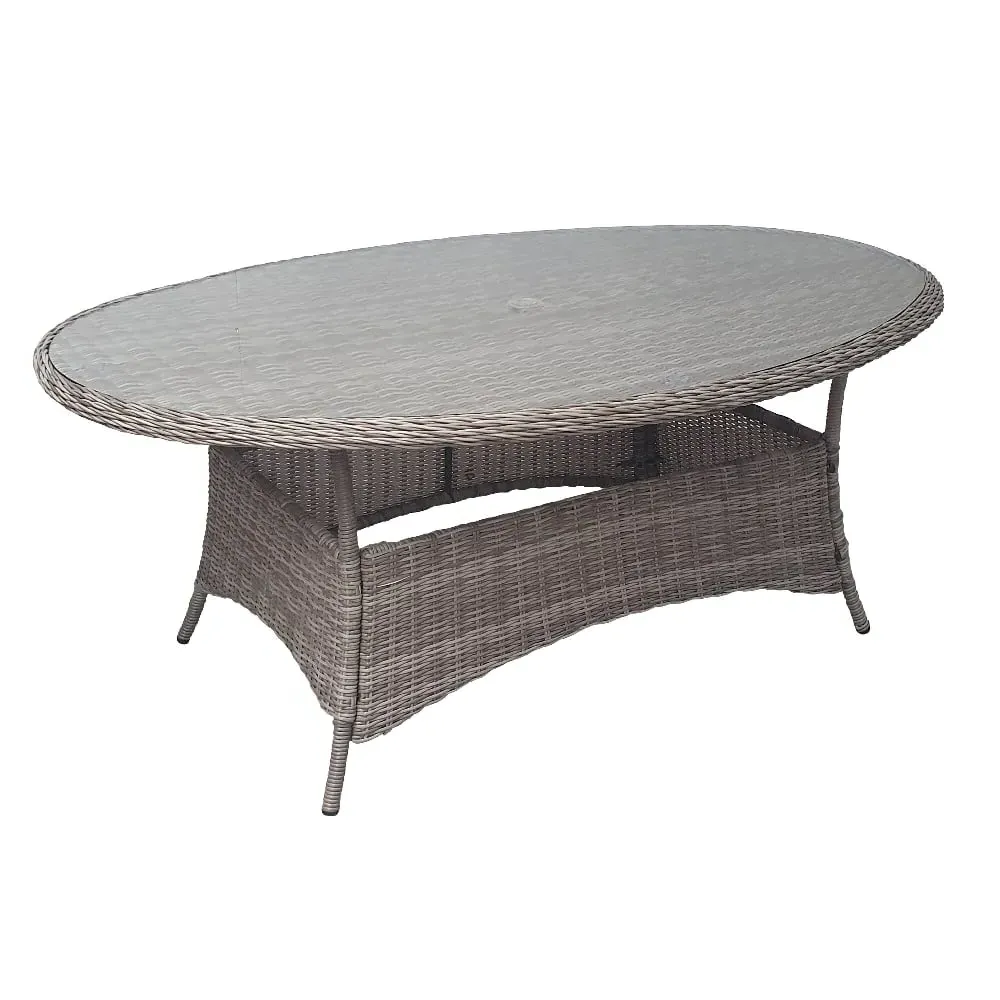 Abobo Oval Dining Table - Grey, Glass