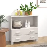 Abril Pinewood Sideboard with 2 Drawers - White