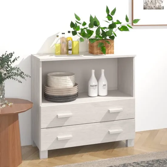 Abril Pinewood Sideboard with 2 Drawers - White image