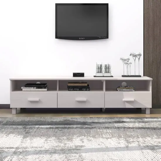 Abril Pinewood TV Stand with 3 Drawers - White