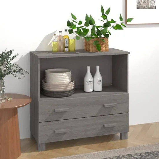 Abril Sideboard with 2 Drawers - Light Grey, Pinewood