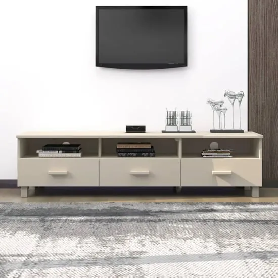Abril TV Stand with 3 Drawers - Honey Brown, Pinewood