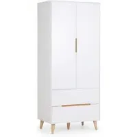 Abrina 2-Door Wardrobe with Drawers - White, Oak