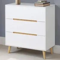 Abrina 3-Drawer Chest - Matt White, Oak alternate view