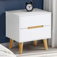 Abrina Bedside Cabinet with 2 Drawers - Matt White, Oak alternate view