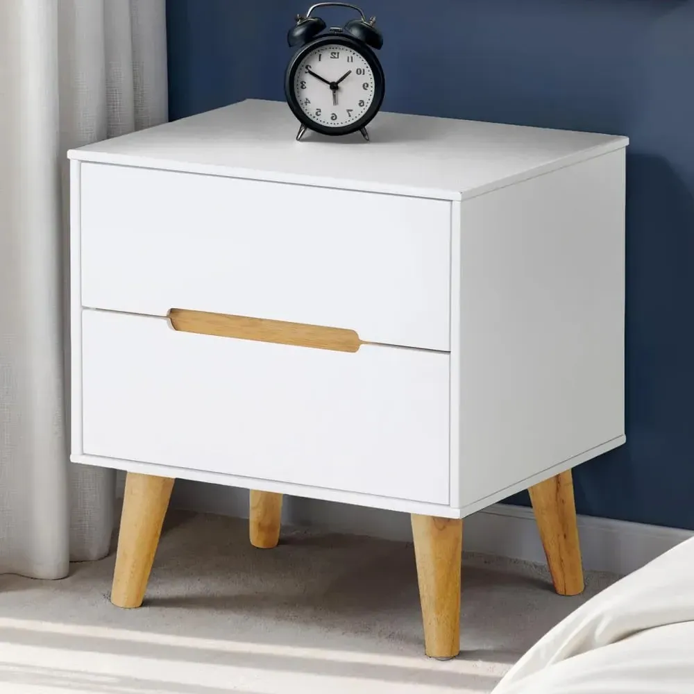 Abrina Bedside Cabinet with 2 Drawers - Matt White, Oak product