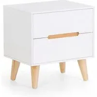 Abrina Bedside Cabinet with 2 Drawers - White, Oak