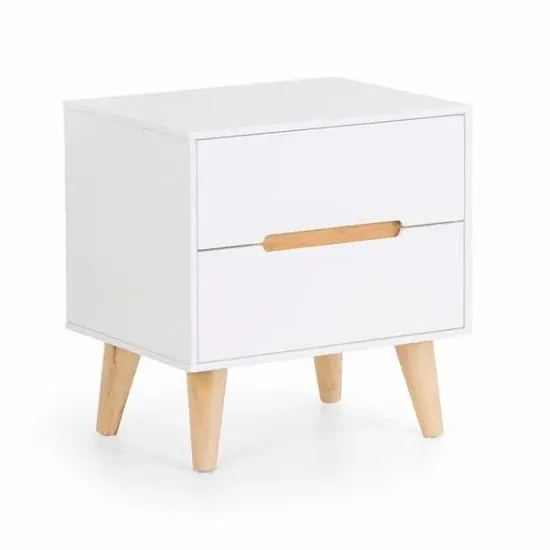Abrina Bedside Cabinet with 2 Drawers - White, Oak image
