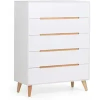 Abrina Tall Chest of Drawers - White, Oak