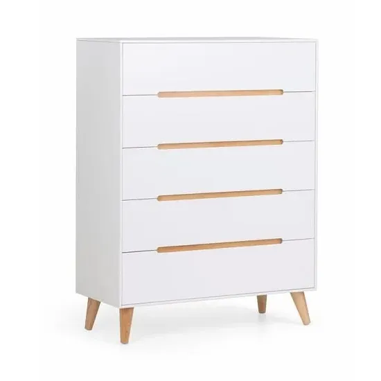 Abrina Tall Chest of Drawers - White, Oak