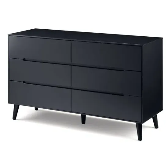 Abrina Wide 6-Drawer Chest of Drawers - Anthracite, MDF