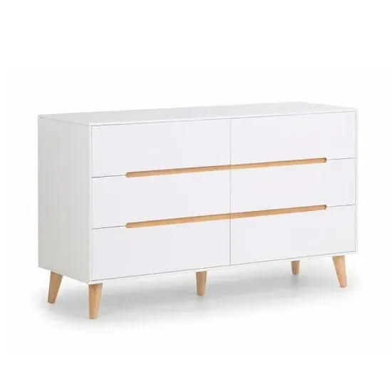 Abrina Wide Chest of Drawers - White, Oak