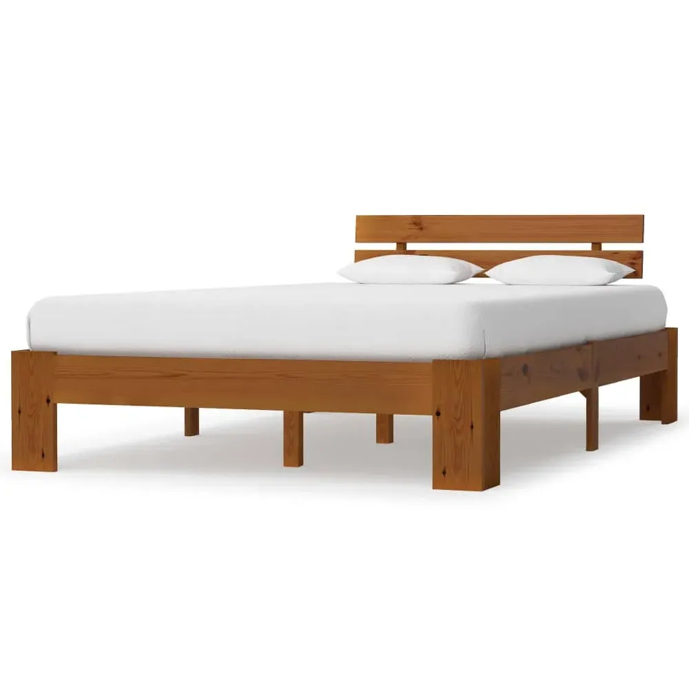 Absecon Double Bed Frame - Honey Brown, Pine Wood
