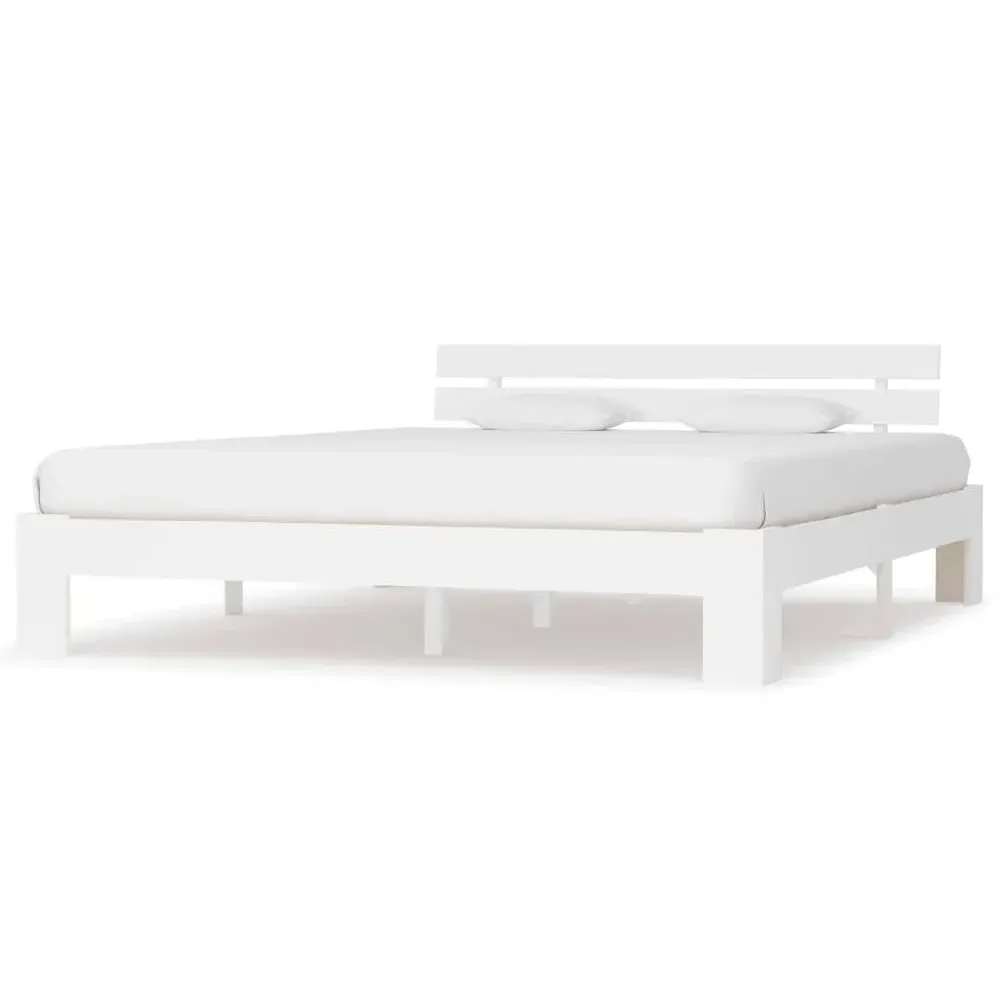 Absecon King Size Bed Frame - White, Wood