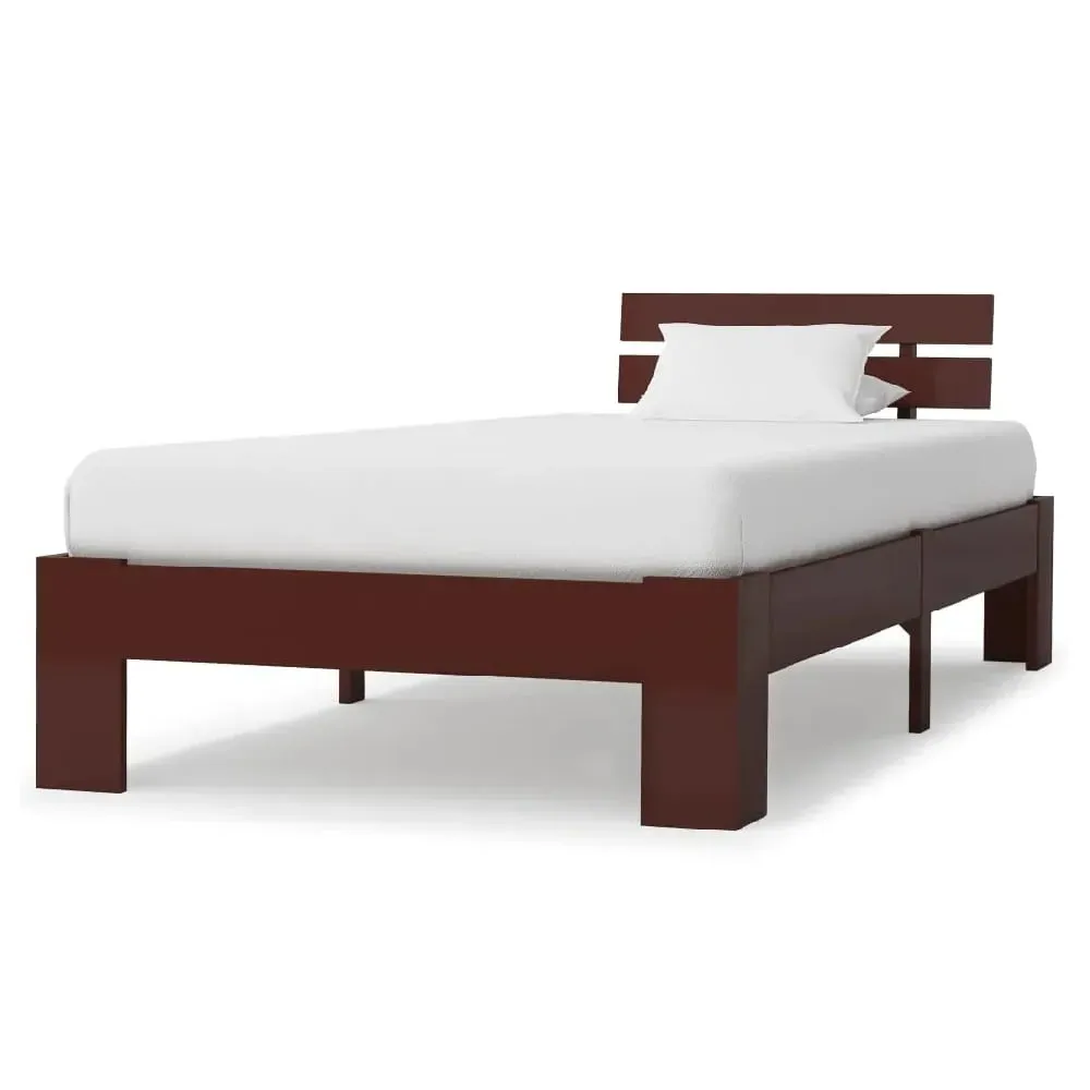 Absecon Single Bed Frame - Dark Brown, Pine Wood