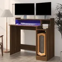 Acampo Laptop Desk with LED Lights - Brown Oak, Wood